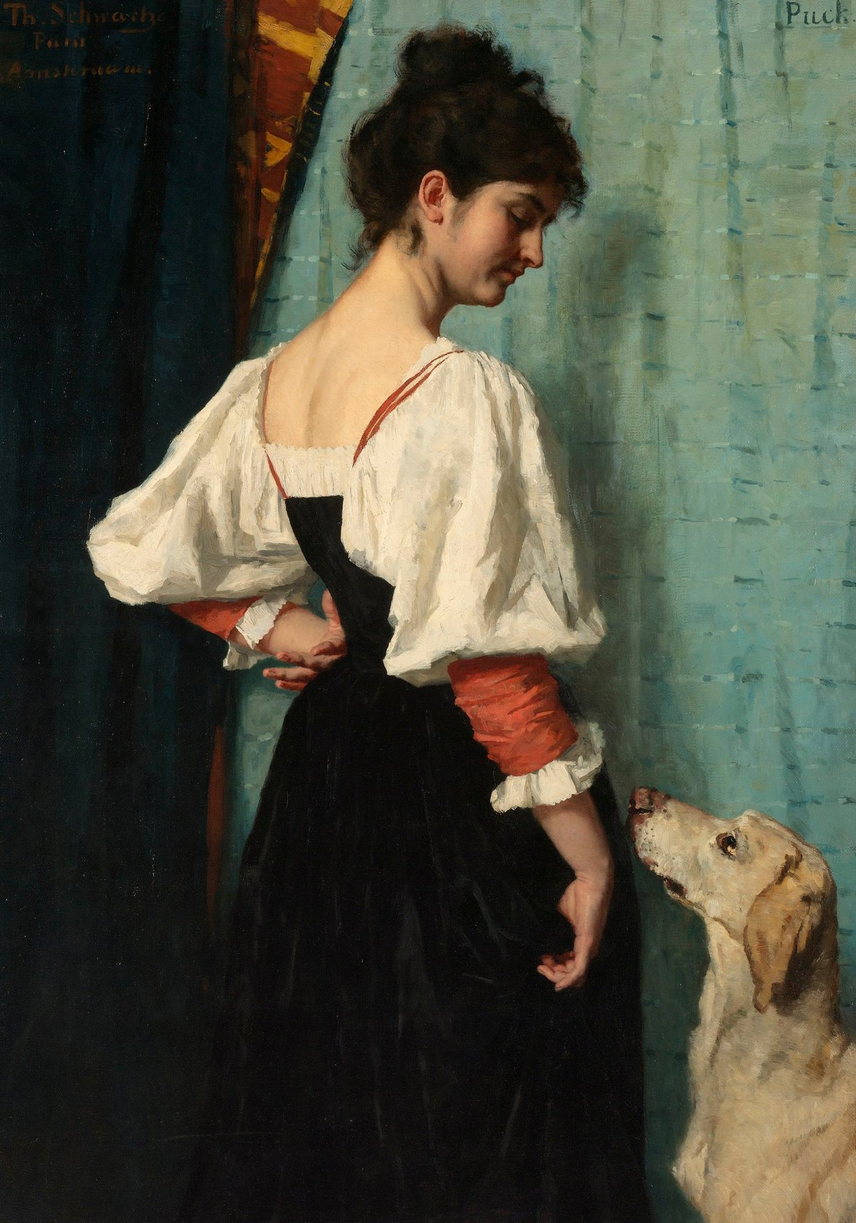 Young Woman, With 'Puck' The Dog