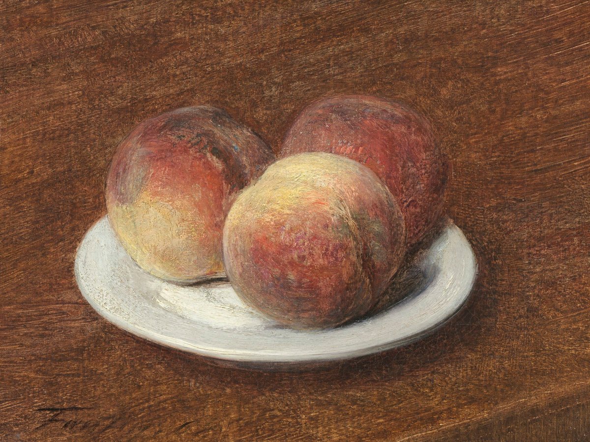 Three Peaches On A Plate